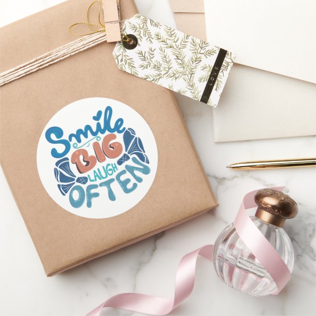 Sticker Rond Smile Big Laugh Souvent : Message réconfortant (Cadeaux)