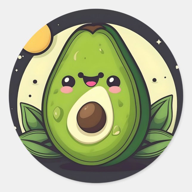 Sticker Rond Smile Green Avocado (Devant)