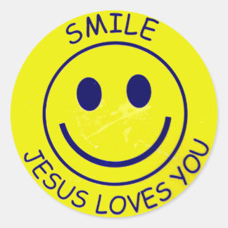 Sticker Rond Smile Jesus Loves You