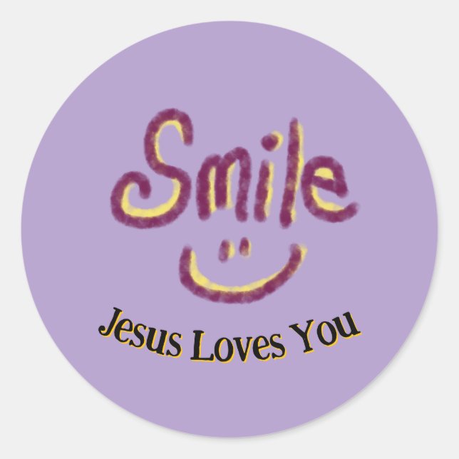 Sticker Rond Smile Jesus Loves You Christian  (Devant)