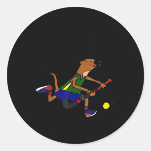 Sticker Rond Smilealottees Drôle de loutre de mer jouant au hoc