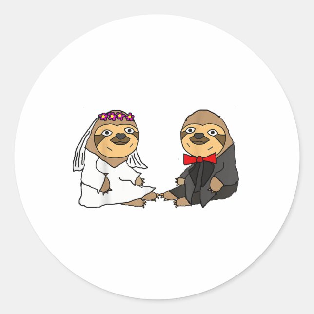Sticker Rond Smiletodaytees Funny Sloth Mariée Et Mariage De Ch (Devant)