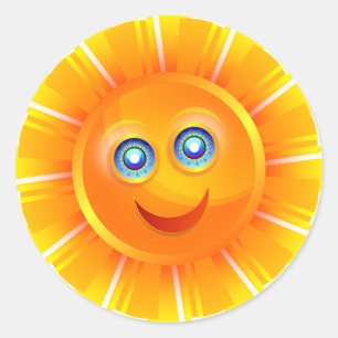 Sticker Rond Smiley Sunshine