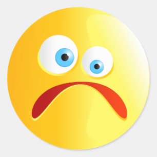 Sticker Rond Smilie jaune triste