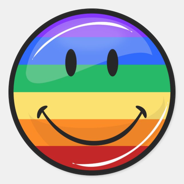 Sticker Rond Smiling Gay LGBT Pride Arc-en-ciel drapeau (Devant)