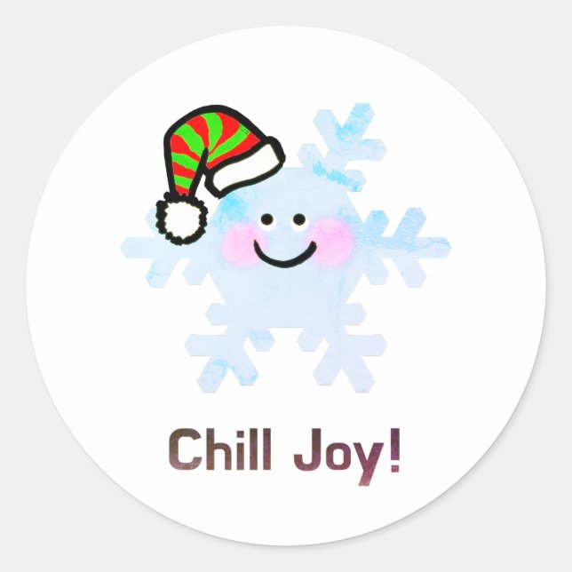 Sticker Rond Smiling Snowflake Holiday Cheer (Devant)