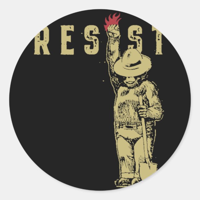 Sticker Rond Smokey The Resist Bear Costume Sticker2 (Devant)