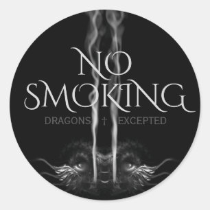 Sticker Rond SMOLDER NOIR Dragon noir 'No Smoking'