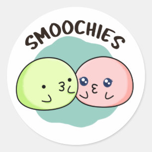 Sticker Rond Smoochies Drôle Baiser Mochi Pun