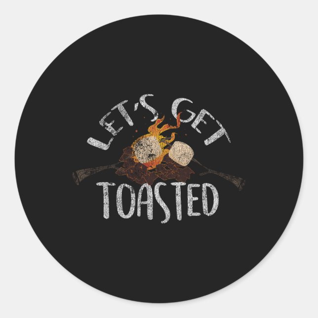 Sticker Rond Smore Lets Obtenir Toasé Camg Grunge Marshmallow (Devant)