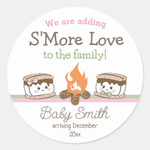 Sticker Rond S'more Love baby shower genre révéler