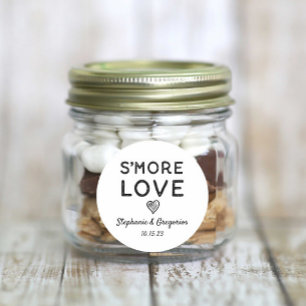 Sticker Rond S'more Love Heart Black White Rustic Mariage