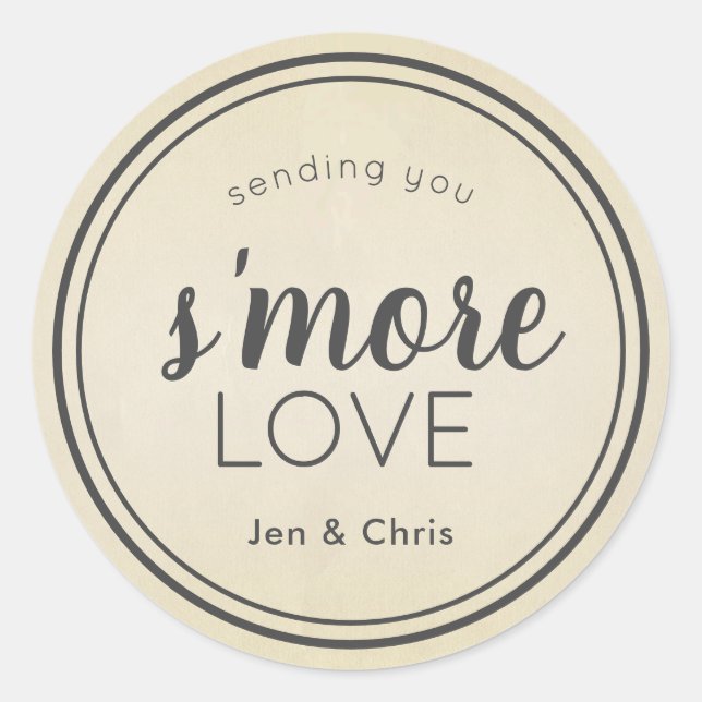 Sticker Rond S'more Love Kraft Papier Mariage Faveur (Devant)