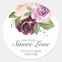 Smore Love Plum Floral Girl Baby shower Favoriser