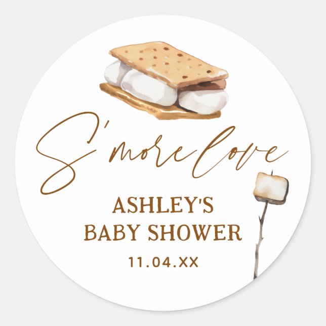Sticker Rond S'more Love Smore baby shower (Devant)