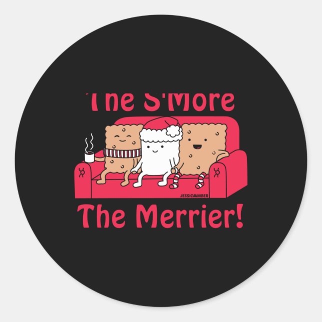 Sticker Rond Smore Merrier Cute Kids Cartoon Christmas  (Devant)