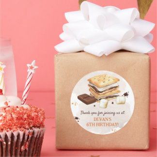 Sticker Rond S'mores fête d'anniversaire