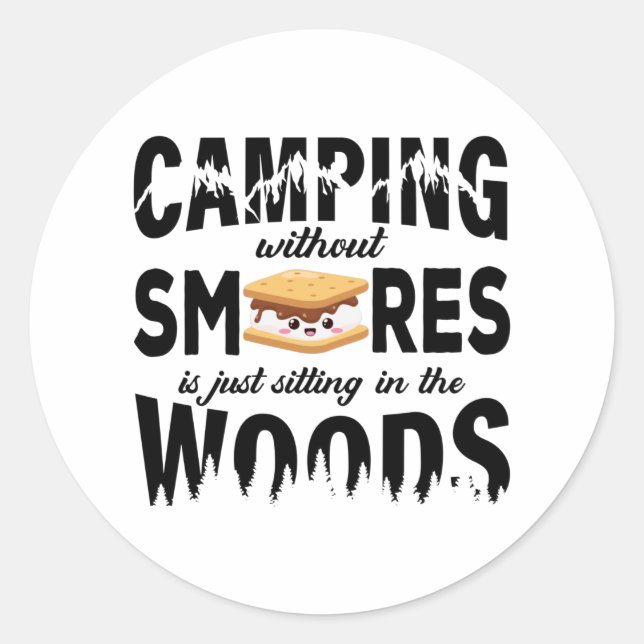 Sticker Rond Smores Tentes de camping à l'extérieur Feu de camp (Devant)