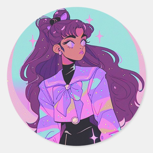 Sticker Rond Smug Anime Girl (Devant)