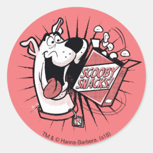 Sticker Rond Snacks Scooby Doo demi-teinte Scooby