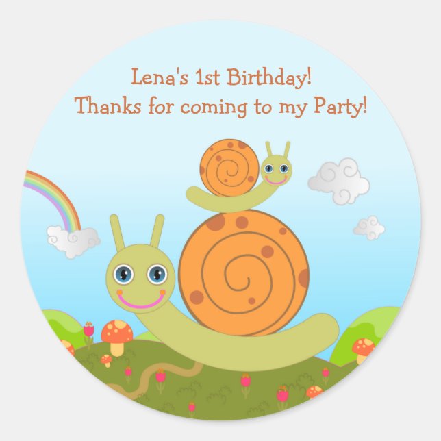 Sticker Rond Snail Anniversaire Fête merci note (Devant)