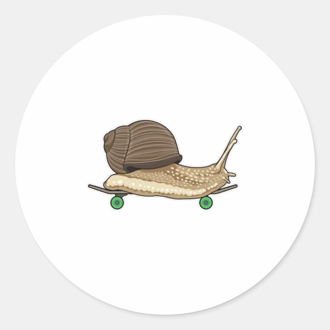 Sticker Rond Snail as Skateboard avec Skateboard (Devant)