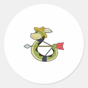 Sticker Rond Snake as Archer with Bow & Arrow