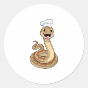 Sticker Rond Snake as Cook avec Chef casquette
