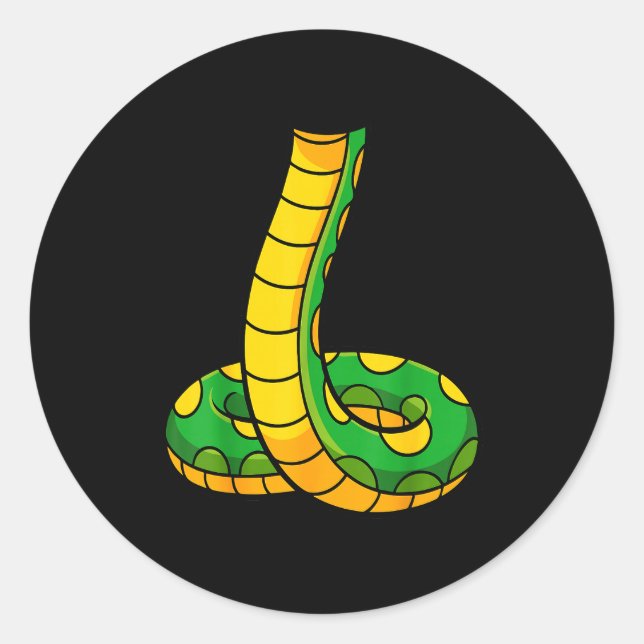 Sticker Rond Snake Shirt Adult Men Women Kids Green Body Snake  (Devant)