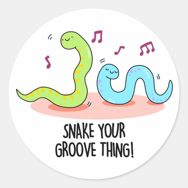 Sticker Rond Snake Your Groove Thé Amusant Disco Pun (Devant)