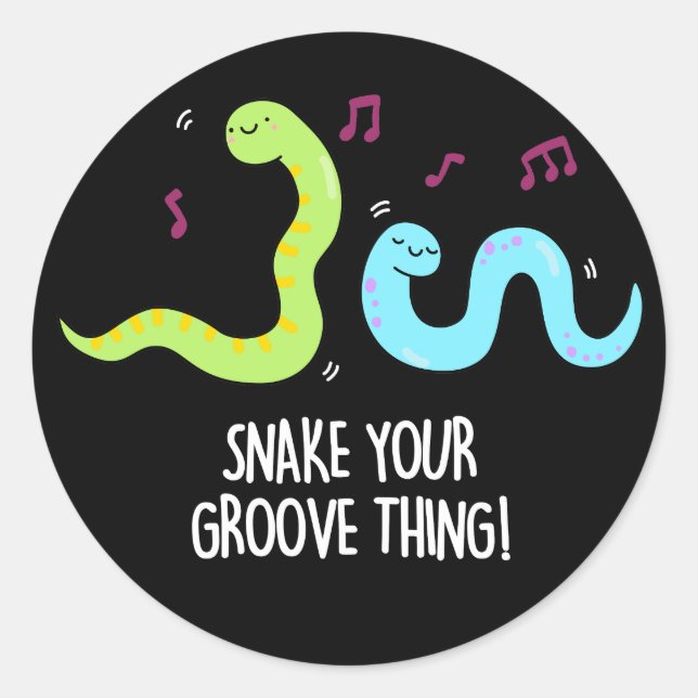 Sticker Rond Snake Your Groove Thé Drôle Disco Pun Dark BG (Devant)