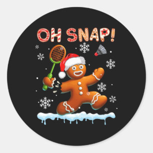 Sticker Rond Snap Chrismas pain d'épice cassé Jouer Badminton