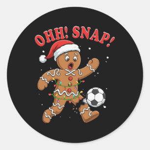 Sticker Rond Snap Noël Santa Gingerbread Jouant au Football Pl