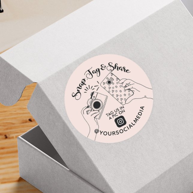 Sticker Rond Snap, Tag, Share Instagram Social Media Classic Ro (Créateur téléchargé)