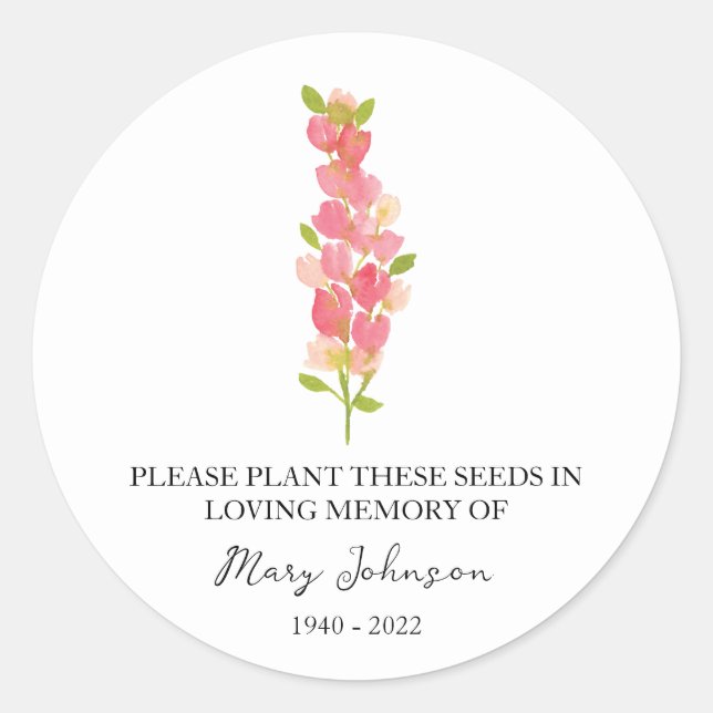 Sticker Rond Snapdragon Memorial - Forfait de semences funérair (Devant)