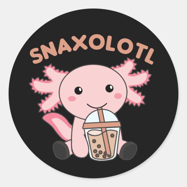 Sticker Rond Snaxolotl Axolotl Amateurs de thé à bulles Animaux (Devant)