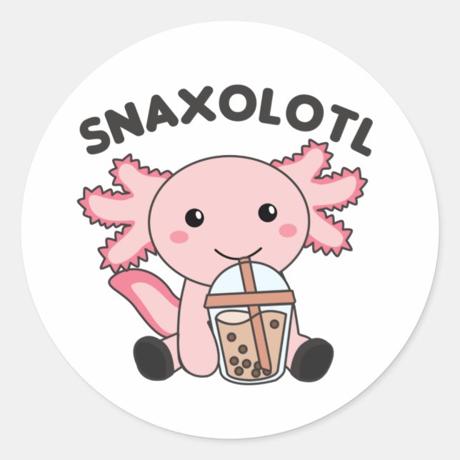 Sticker Rond Snaxolotl Axolotl Amateurs de thé à bulles Animaux (Devant)