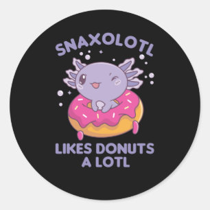 Sticker Rond Snaxolotl Axolotl Donut Amateurs de doux animaux