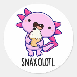 Sticker Rond Snaxolotl Funny Axolotl Pun