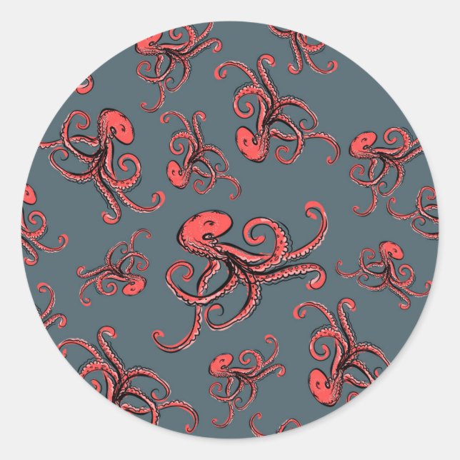 Sticker Rond Sneaky Octopus Pattern (Devant)