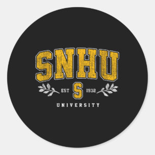 Sticker Rond Snhu Collegiate Arch Retro Design Pour Hommes Femm