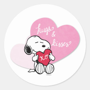 Sticker Rond Snoopy Hugs & Kisses