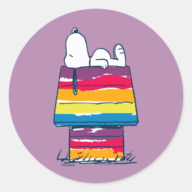 Sticker Rond Snoopy | Rainbow Dog House (Devant)