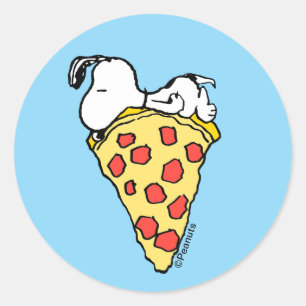 Sticker Rond Snoopy   Tranche de pizza endormie