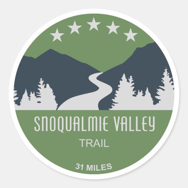 Sticker Rond Snoqualmie Valley Trail État de Washington (Devant)