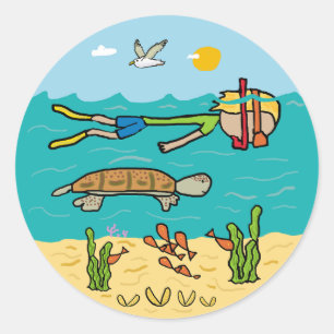 Sticker Rond Snorkeling