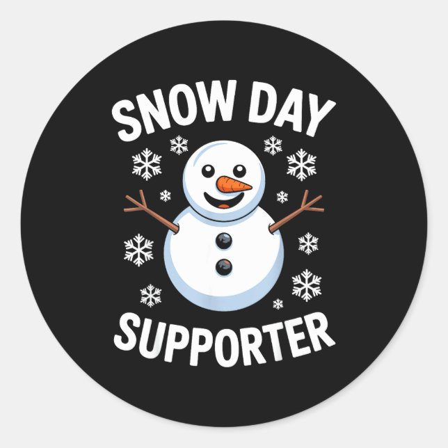 Sticker Rond Snow Day Suprter Snow Snowflake Snowman Winter Tea (Devant)