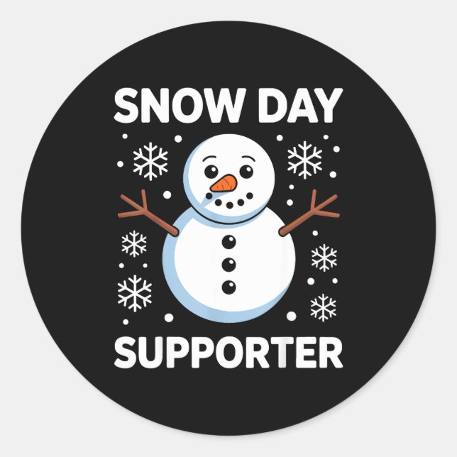 Sticker Rond Snow Day Suprter Snow Snowflake Snowman Winter Tea (Devant)