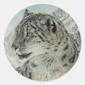 Sticker Rond Snow Leopard du sommet King