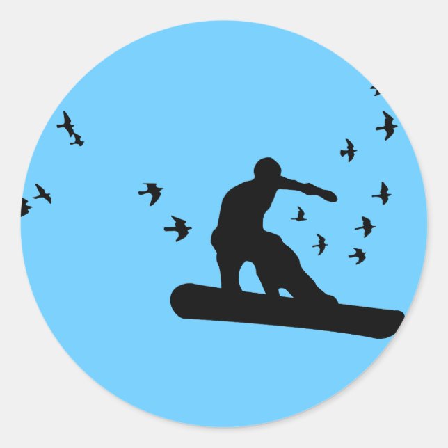 Sticker Rond snowboard avec oiseaux. (Devant)